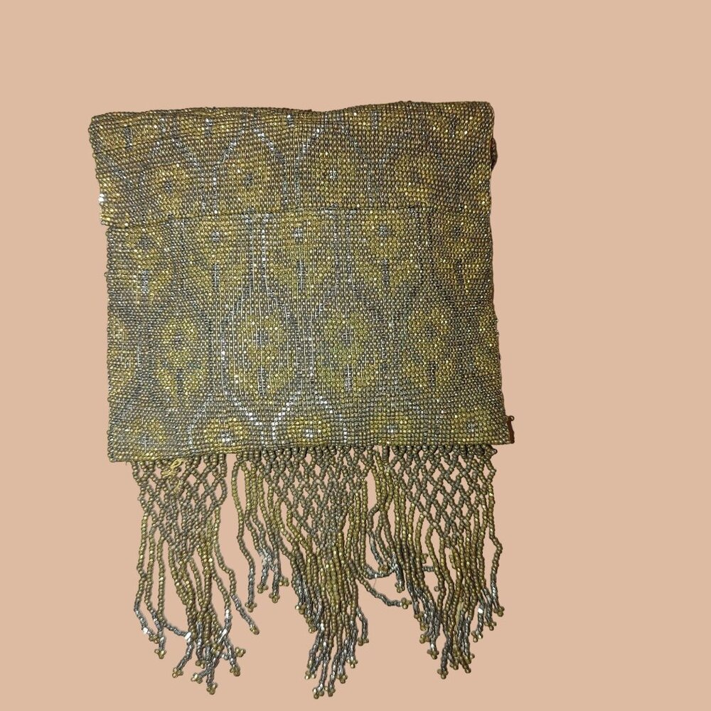 Vintage Beaded Purse Clutch Tassels Snap Closure  Intricate Beadwork